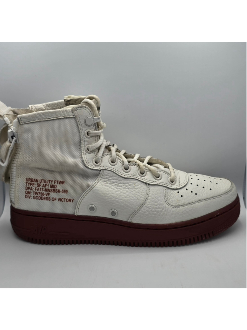 Men's Nike SF Air Force 1 Mid Sneakers Beige and Maroon men's 7.5